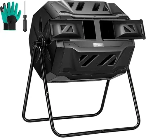 VIVOSUN 43 Gallon Outdoor Tumbling Composter Dual Rotating Batch Compost Bin