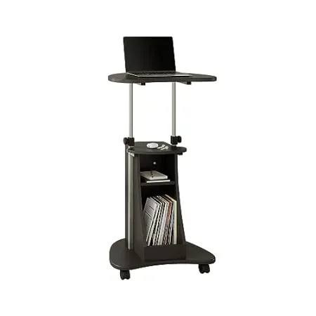 Techni Mobili Sit-to-Stand Rolling Adjustable Height Laptop Cart w/ Storage