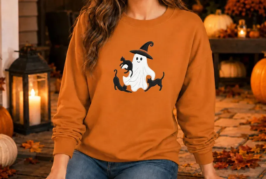 Women’s Embroidered Halloween Sweatshirt