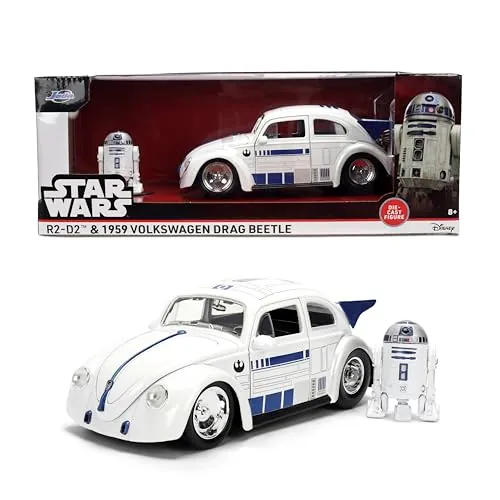 Jada Toys 1959 R2-D2 Volkswagen Drag Beetle 1/24 Diecast Model Car w/ R2-D2 Figure