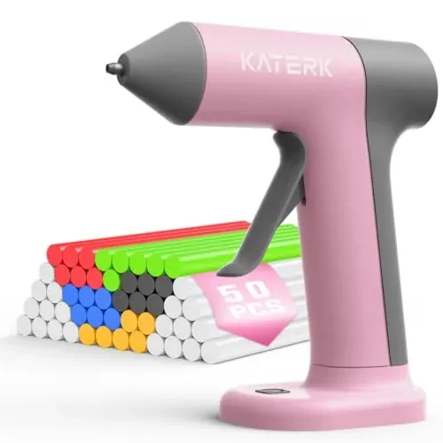 Katerk Cordless Rechargeable Mini Hot Glue Gun w/ 50 Glue Sticks