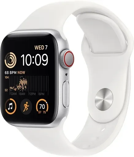 40mm Apple Watch SE 2nd Gen Aluminum Case w/ White Sport Band (GPS + LTE)
