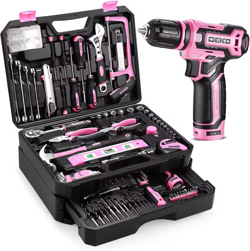 Deko Home Cordless Drill Mechanic Toolbox Combo Kit