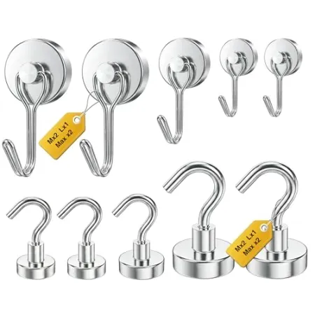 10-Pack Tiergrade Mixed Sizes Magnetic Hooks