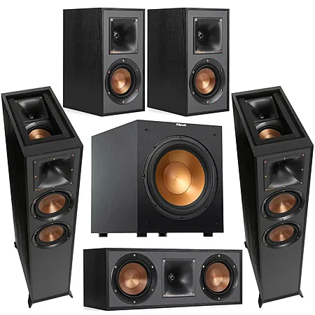 Klipsch HTS: 2x R-625FA + 2x R-41M + R-52C + R-12SW Subwoofer