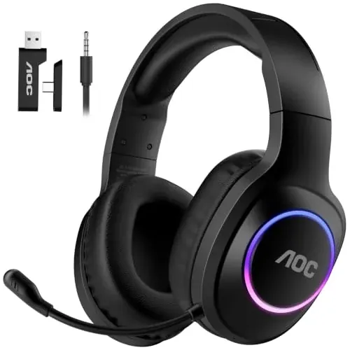 AOC Wireless Gaming Headset for PS5, PS4, Nintendo Switch, PC - Black