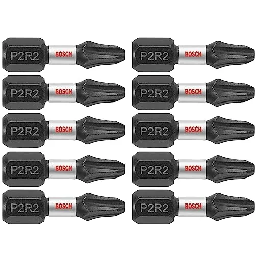 BOSCH 1" Phillips/Square #2 Impact Tough Screwdriving Insert Bits 10-Pack