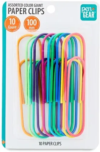 Pen+Gear Assorted Color Giant Paper Clips, 10 Count