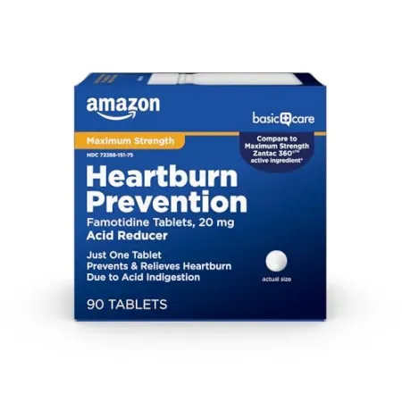 90ct Amazon Basic Care Maximum Strength Famotidine 20mg Tablets