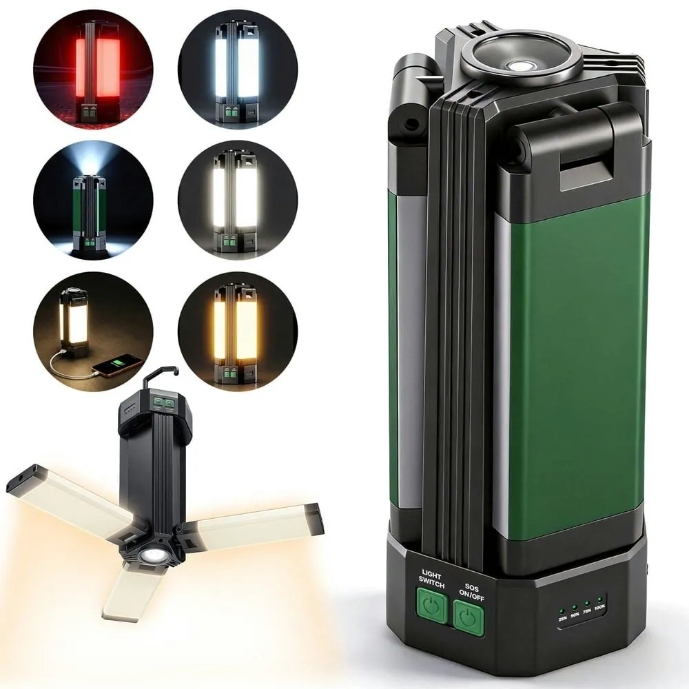 10,400mAh LED Rechargeable Camping Lantern and Power Bank