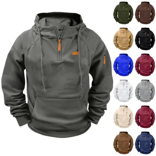 Quarter Zip Pullover Tactical Hooded Sweatshirt