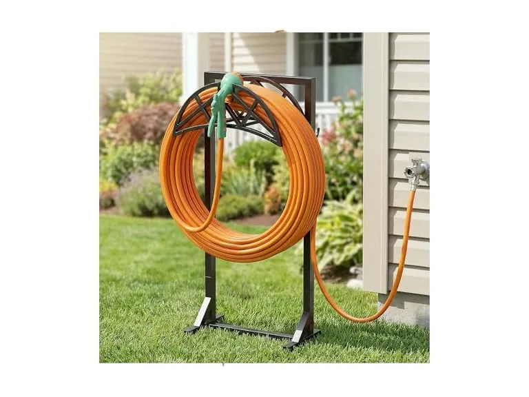 Heavy-Duty Metal Freestanding Garden Hose Holder (150-Ft Capacity)