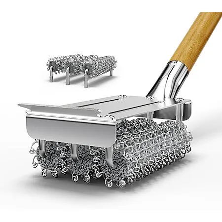 House Again Bristle-Free 304 SS Grill Brush & Scraper w/ Replacement Head