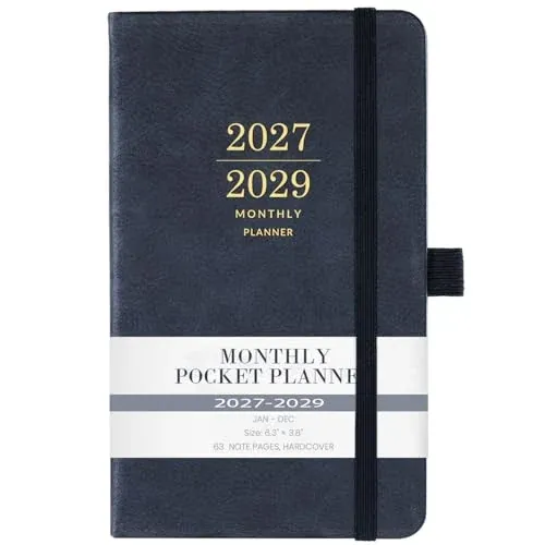 BooQool 2027-2029 3-Year Monthly Pocket Planner (Blue)