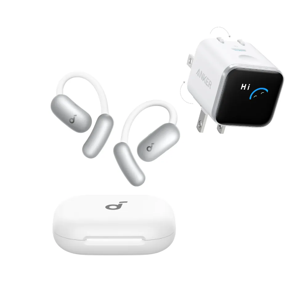 Soundcore AeroFit 2 AI Assistant + Anker Nano Charger (45W, 180° Foldable)