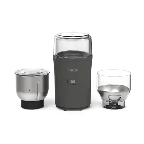 Martha Stewart Electric Coffee & Spice Grinder with Dual Bowls, Caviar Gray