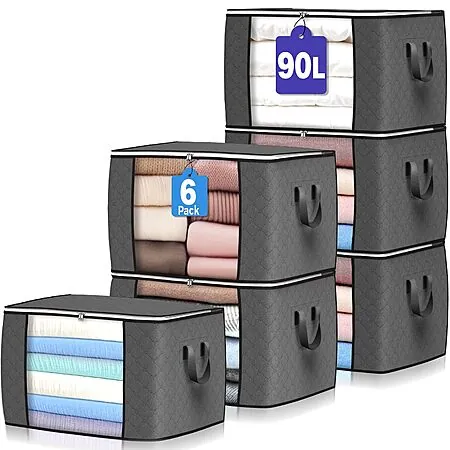 6-Pack 90L Budding Joy Foldable Closet Storage Organizer Bags (Large)