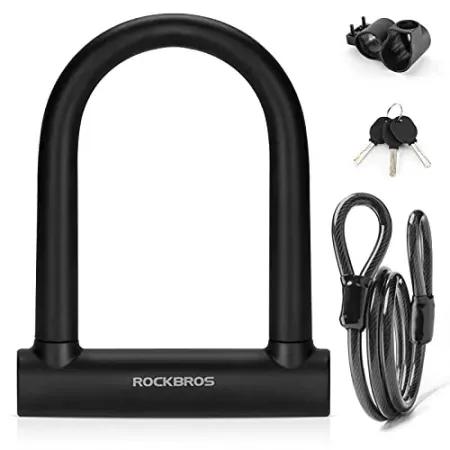 ROCKBROS Bike U Lock Anti Theft Cable w/ Mounting Bracket