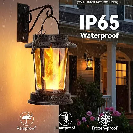 4-Pk TuyLuxe Solar Flickering Flame Outdoor Hanging Lanterns