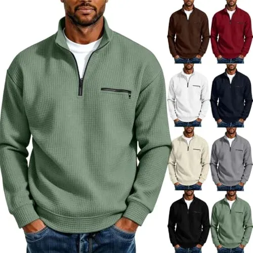 Mens Mock Neck Quarter Zip Fleece Pullover