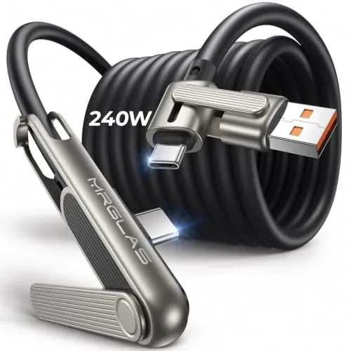 MRGLAS Chubby Cable 240W USB C to USB C Cable with Foldable Stand, 4ft