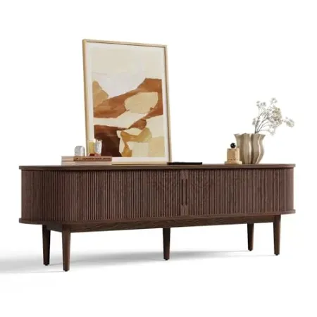 LINSY HOME Mid-Century Modern Fluted TV Stand for 75" TVs