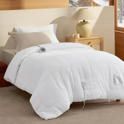 Bedsure HeatX Heated Comforter Duvet Insert, White (Full/Queen/King)