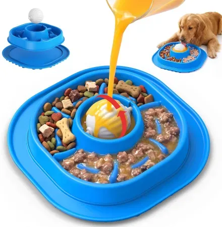 PandaTOP 2-in-1 Slow Feeder Dog Bowl w/ Rolling Ball
