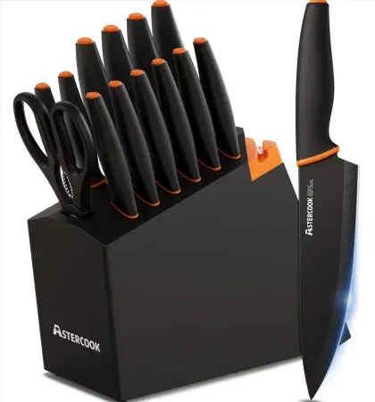 Astercook 14-Piece Kitchen Knife Set with Block