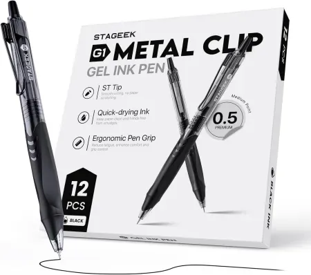 12-Piece STAGEEK GX1 Black Gel Pens