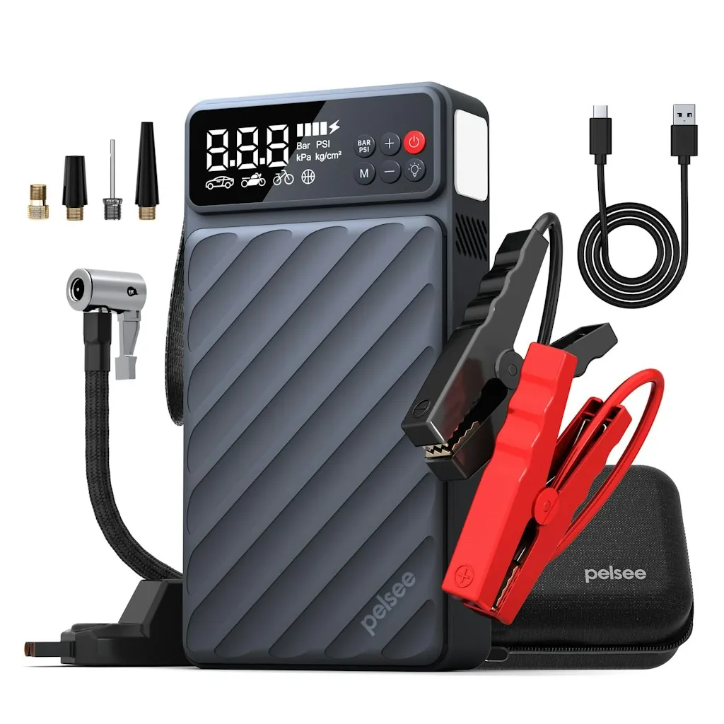 Pelsee 6000A Jump Starter w/ Air Compressor & 45W Fast Charge