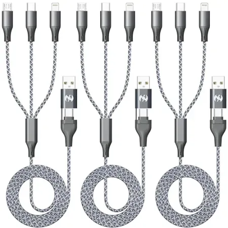 3-Pack 4' HYXing 6-in-1 Multi Fast Charging Cable