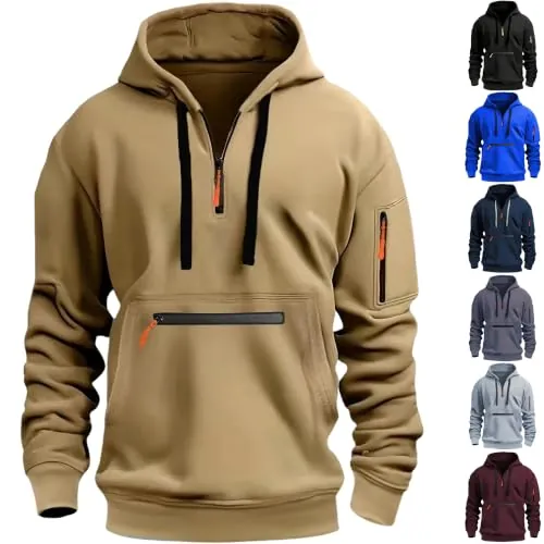 Quarter Zip Up Fleece Pullover Hoodies