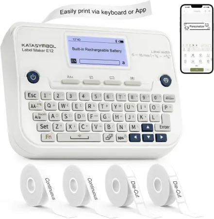SUPVAN E12 Keyboard & Bluetooth Label Maker Machine with 4 Tapes