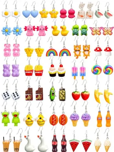LUYI 36-Pair Resin Novelty Earrings Set
