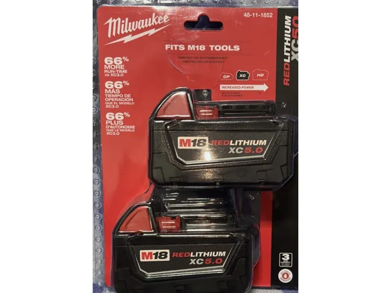 Milwaukee M18 REDLITHIUM XC 5.0Ah Lithium-Ion Battery 2-Pack (48-11-1852)