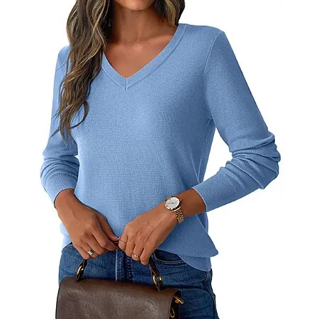 GKBK Women's Lightweight V-Neck Long Sleeve Knit Pullover Sweater (various)