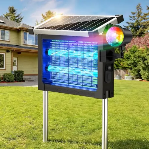 Jinyeda 4500V Solar Bug Zapper with Water Wave Projector & 4000mAh Battery