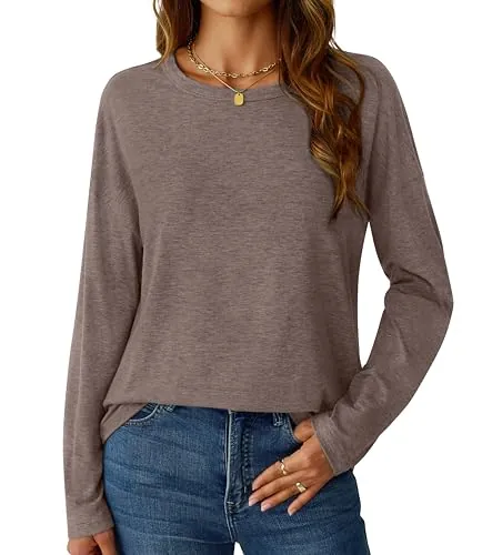 GKBK Women's Long Sleeve Crew Neck Casual Shirt