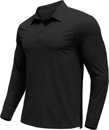 PINSPARK Long Sleeve Moisture Wicking Men's Polo Shirt
