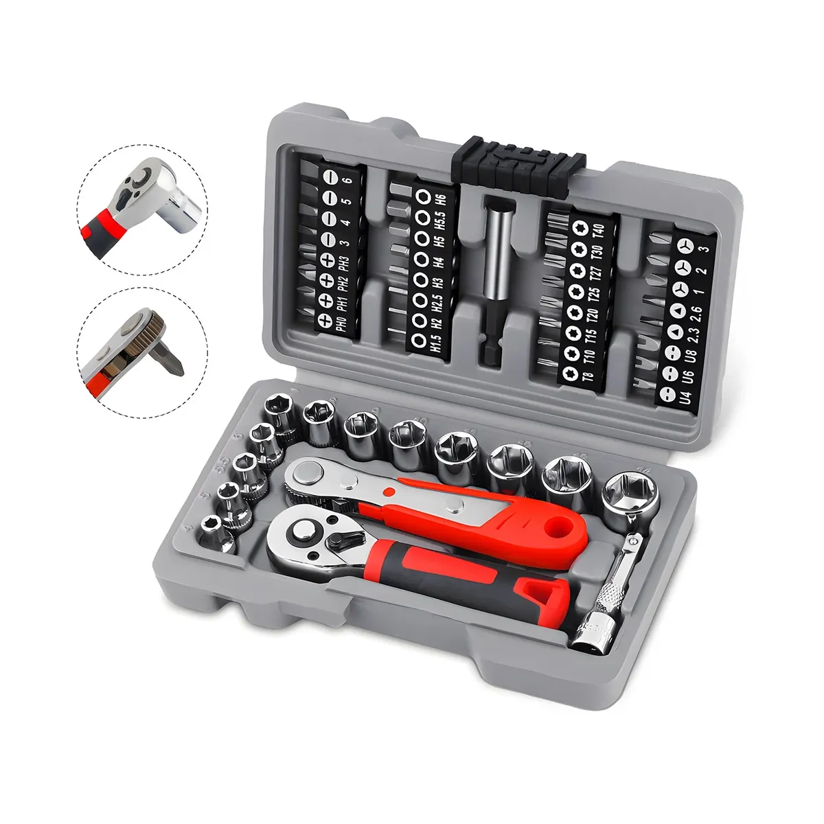 1/4" Socket Ratchet Wrench Set 48 Pcs