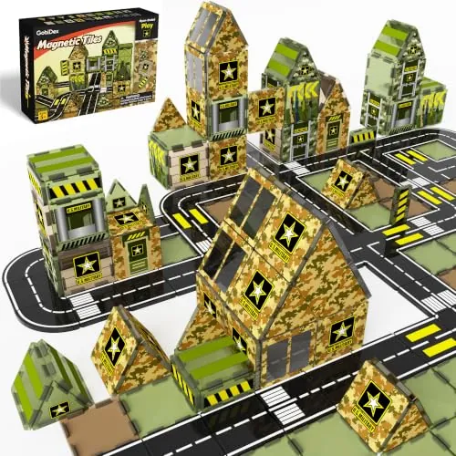 GobiDex Army Magnetic Tiles Building Set