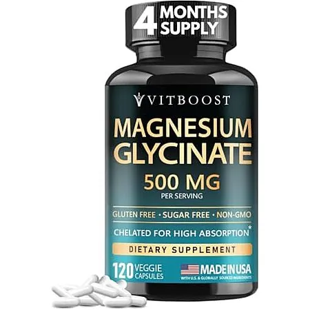 Select Accts: 120-Ct VitBoost Magnesium Glycinate 500mg Sleep Support Capsules
