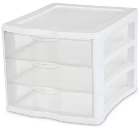 Sterilite 3 Drawer Unit Clear Plastic Countertop