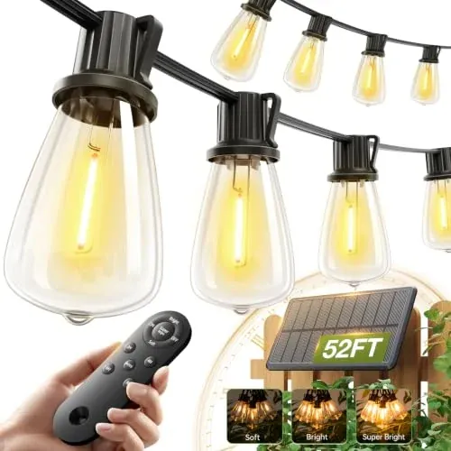 Addlon Waterproof Solar String Lights 52' (15 Sockets)