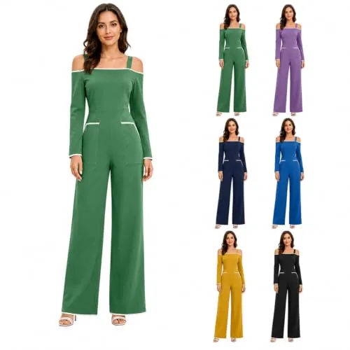 Off Shoulder Wide Leg Jumpsuit