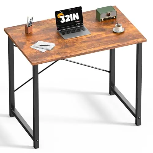 DUMOS 32 Inch Small Computer Desk Wood Brown