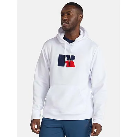 Russell Athletic Men's Pullover Hoodie w/ Flocked Chenille Logo Patch