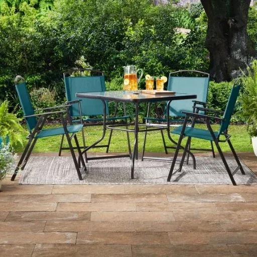 Mainstays Albany Lane 6-Piece Steel Outdoor Patio Dining Set with Umbrella