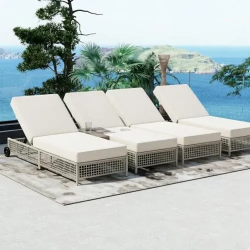 Merax Outdoor Chaise Lounge Chairs 4-Pack